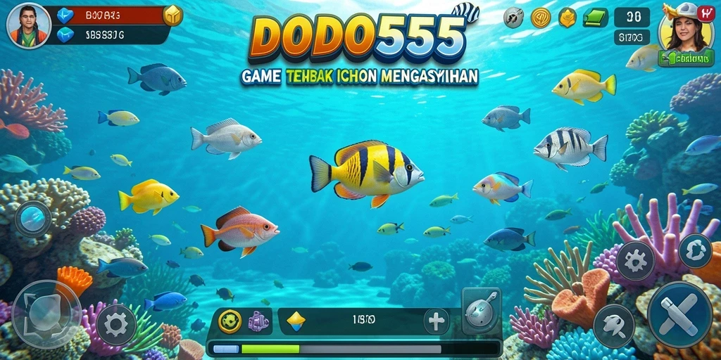 Tangkapan layar gameplay seru DODO555 yang menampilkan aksi tembak ikan.