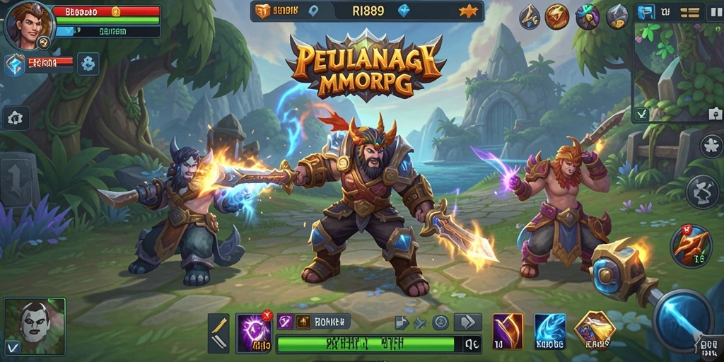 Tangkapan layar gameplay RI889 menampilkan aksi seru dalam petualangan MMORPG.